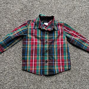 Holiday Editions Baby Boy Green/Red Plaid Button Up Dress Shirt, Size 18 Months